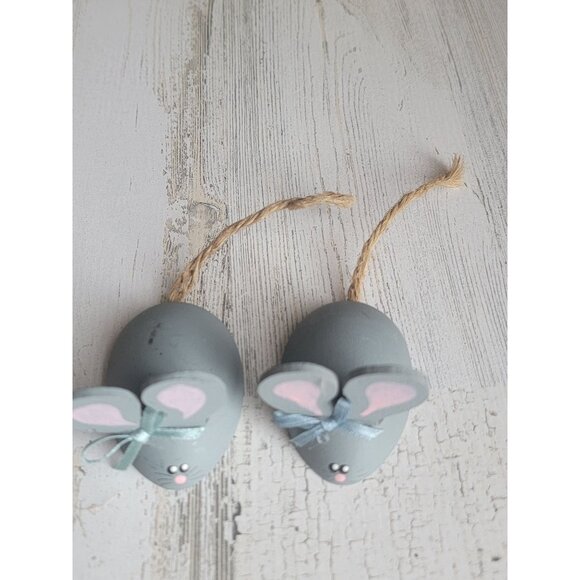 Wooden gray mice mouse spring figure decor set - Picture 6 of 9